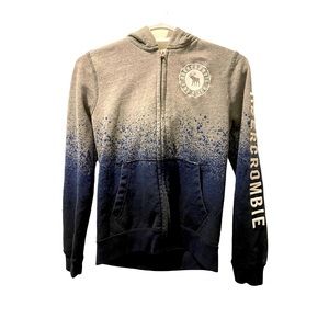 🐝Abercrombie Kids • Full Zip-Up Hoodie •Boys 11/12 • Blue •Grey•Great Condition
